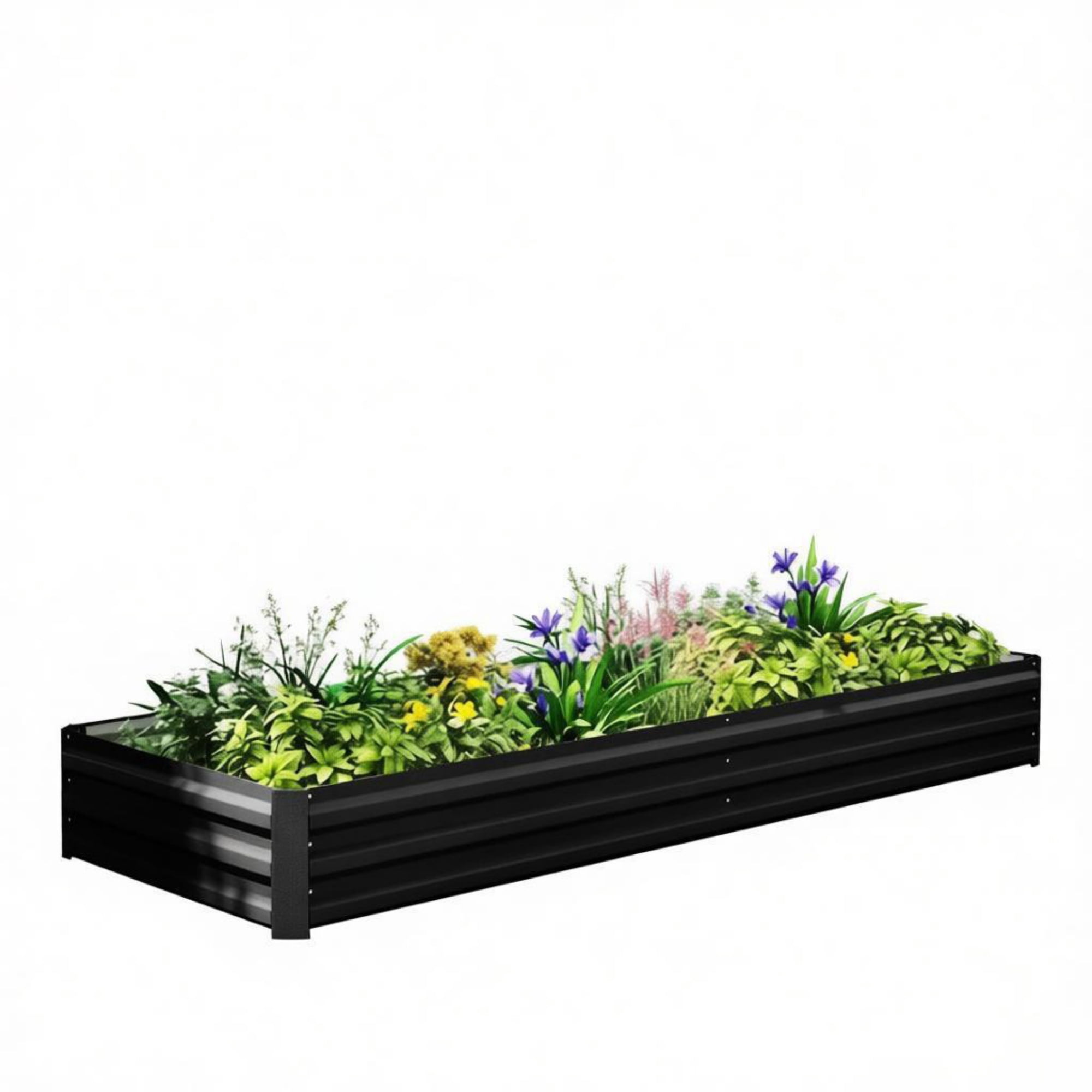 Galvanized Raised Garden Bed, Planter for Growing Flowers, Herbs, Succulents, 95" x 36" x 12" Black