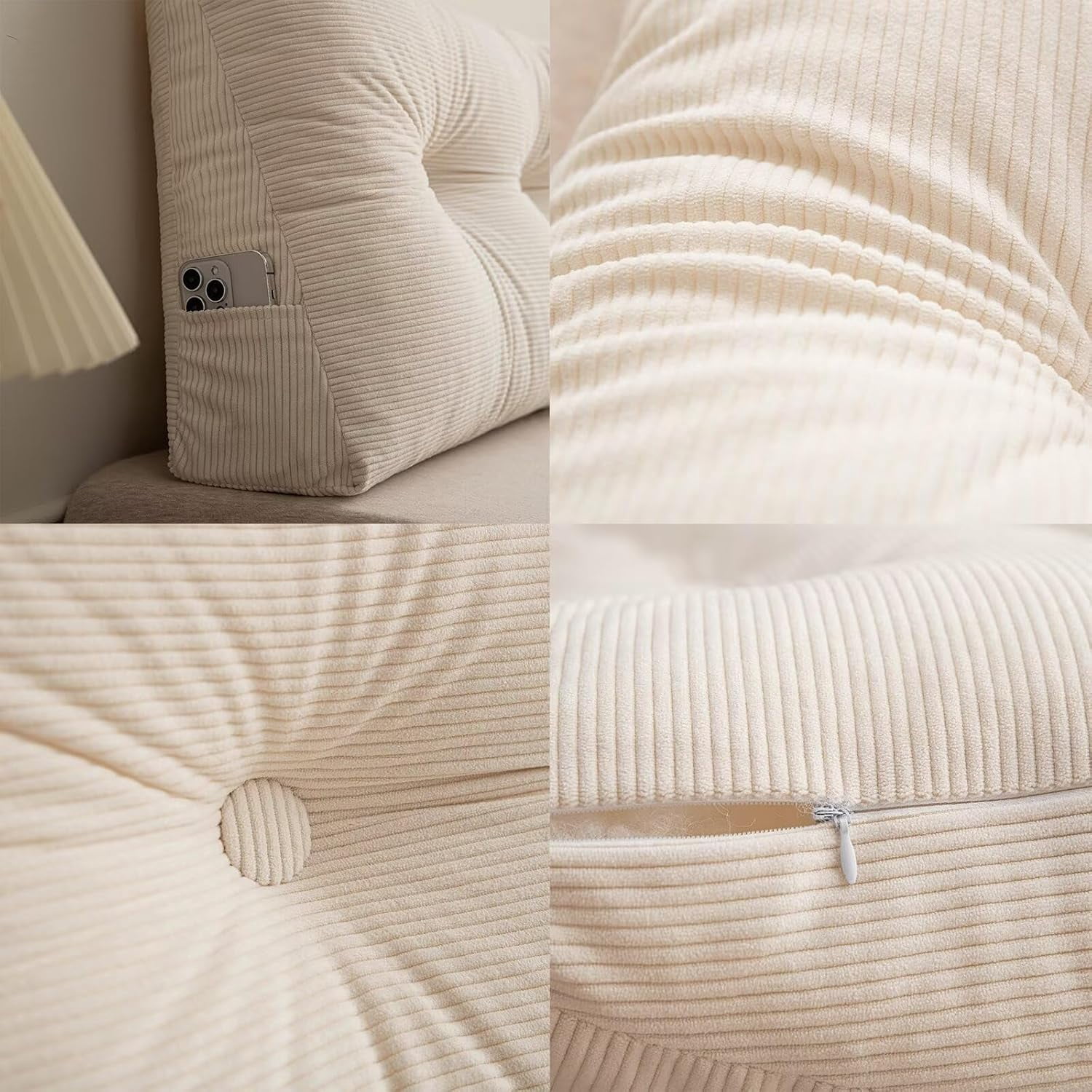 Triangular Headboard Pillow Twin XL, Ergonomic Wedge Triangular Bolster Cushion – Headrest & Backrest for Dorm Beds, Sofas, and More