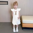 thumbnail image 4 of Cowsor Girls Easter Printed Flutter Sleeve Summer Dress Sleeveless Crew Neck Casual Lightweight Floral Easter Party Dress for Kids, 4 of 7