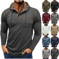 thumbnail image 2 of ZCFZJW Fashion Hoodie T-Shirts for Men Lightweight Casual Fall Long Sleeve Drawstring 1/4 Button up Henley Shirts Basic Athletic Hooded Tops with Pockets Black L, 2 of 8
