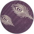 thumbnail image 4 of SAFAVIEH Soho Jarvis Peacock Feather Wool Area Rug, Purple/Ivory, 4' x 4' Round, 4 of 10