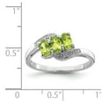 thumbnail image 2 of White Sterling Silver Ring Band Gemstone Peridot Oval Green Diamond, 2 of 2