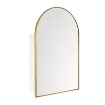 TEHOME Brushed Gold Arched Medicine Cabinet, 24x36 inches, Recessed/Surface Mount
