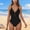 Black, variant on SEMPAI One Piece Swimsuit for Women Ruched V Neck Belly Control Bathing Suits Cross Back Sexy Swimwear