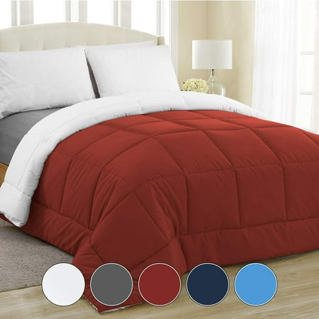 Equinox All Season Crimson Red White Quilted Comforter Goose