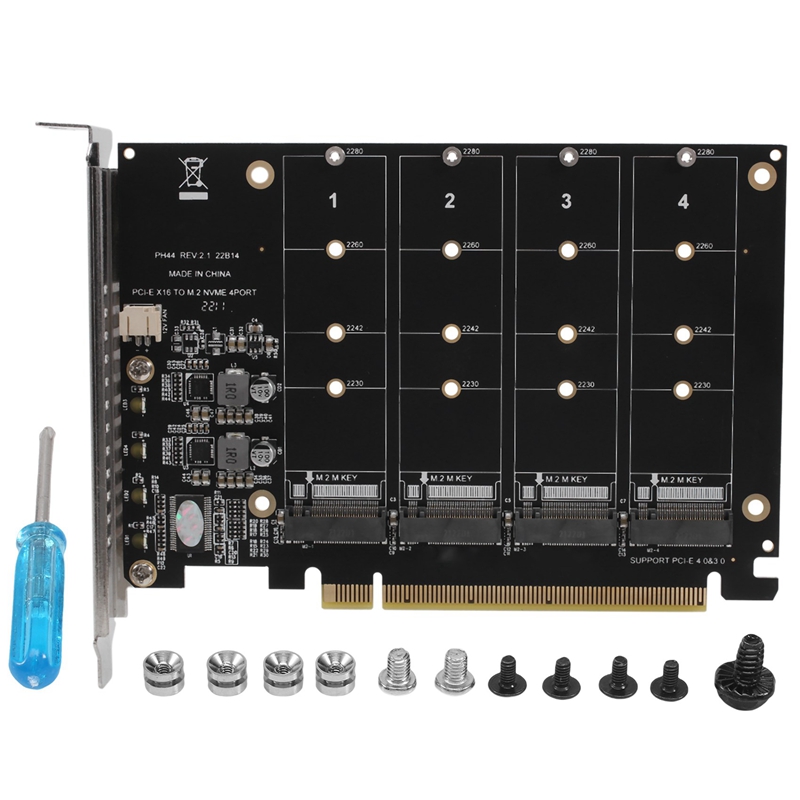 PCIE 4Port M.2 NVEM SSD Expansion Card Computer Motherboard Solid