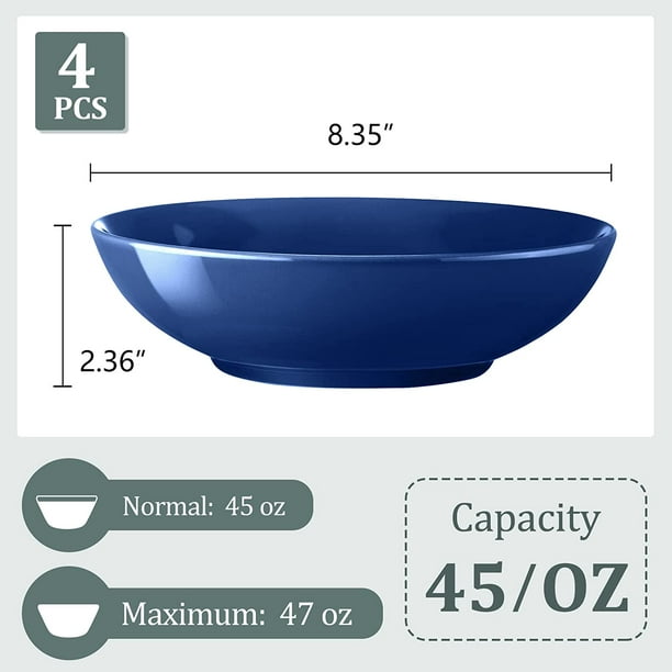 HHHC Pasta Bowls, 45 Ounces Porcelain Salad Bowls for Kitchen