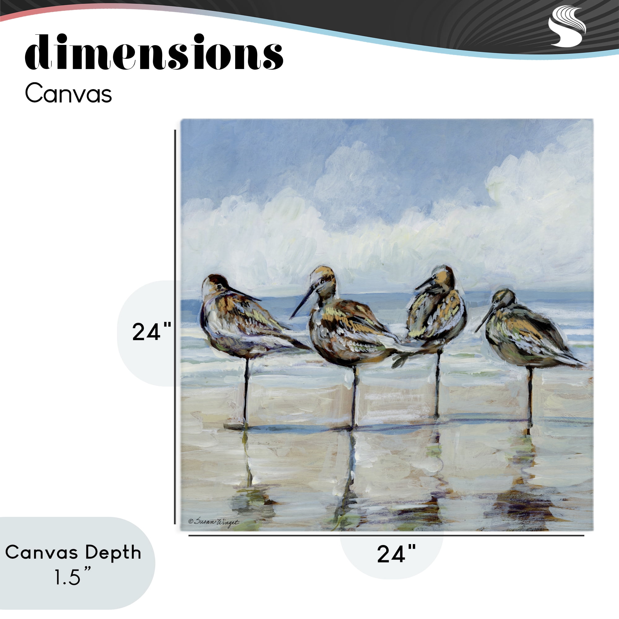 Stupell Industries Sandpipers Balancing On Beach Canvas Wall Art, design by Susan Winget
