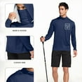 thumbnail image 5 of FAVIPT Men's Sun Shirts UV Protection Long Sleeve Printing Hooded Shirts Lightweight Rash Guard Shirts Outdoor Hiking Fishing Jackets with Mask Dark Blue,XL, 5 of 7