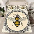 thumbnail image 2 of Homewish Kawaii Bee Queen Twin Sheet Sets, Bohemian Damask Twin Fitted Sheet, Western Vintage Fashion Flat Sheet, Super Cozy Room Decor, 3-Piece, 2 of 7