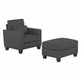 thumbnail image 1 of Bush Furniture Stockton Fauteuil d'Appoint avec Pouf, Tissu Chevrons Gris Charbon, 1 of 7