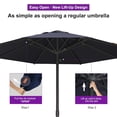 thumbnail image 6 of PURPLE LEAF OUTDOOR 9Ft Patio Umbrella Semi-Auto Round Outdoor Aluminium Market Umbrella Table Umbrella with 1.89In Rod and 8 Sturdy Ribs for Deck Lawn Pool Garden, Navy Blue, 6 of 9