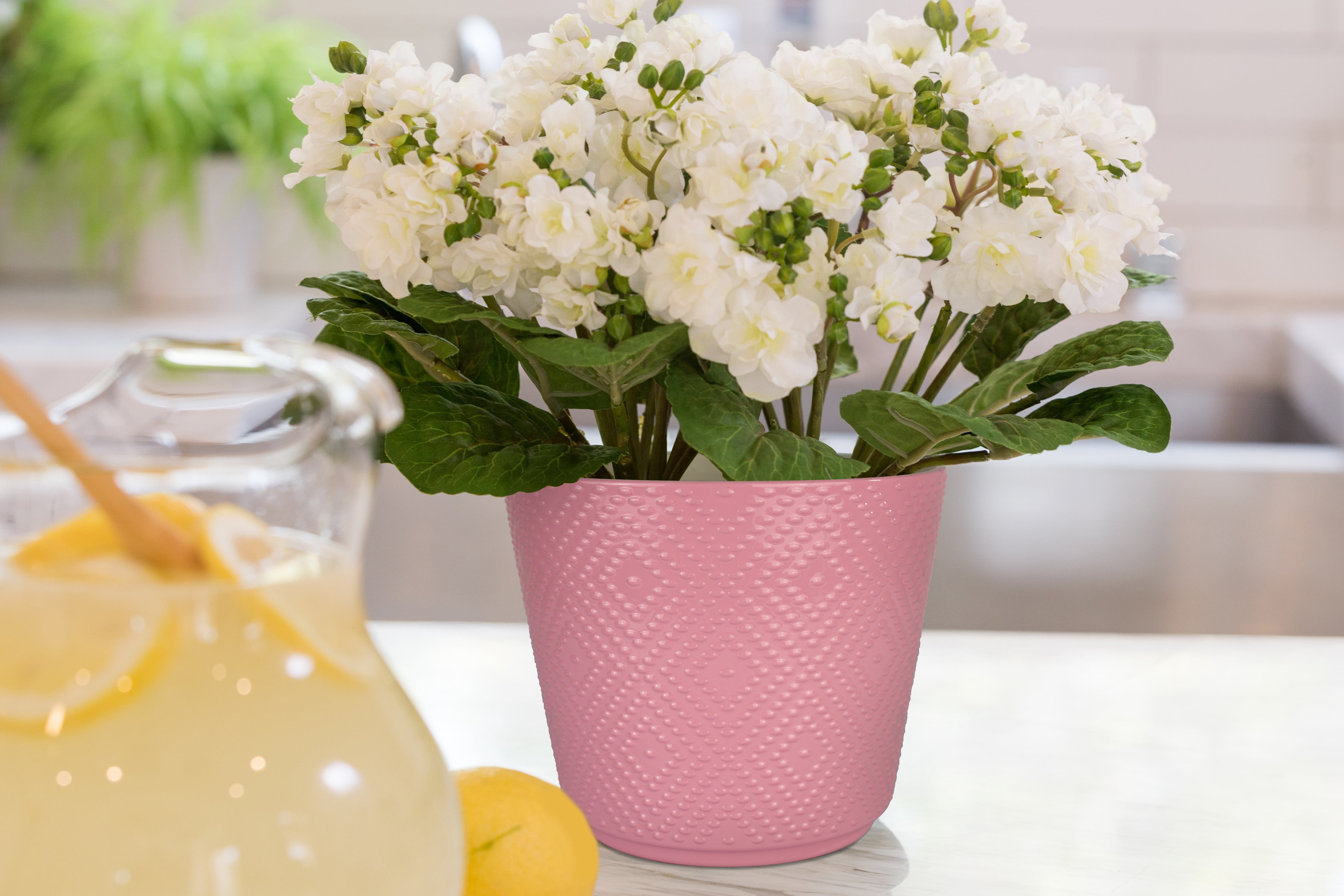 Mainstays 6in DIA Marley Pink Plastic Planter