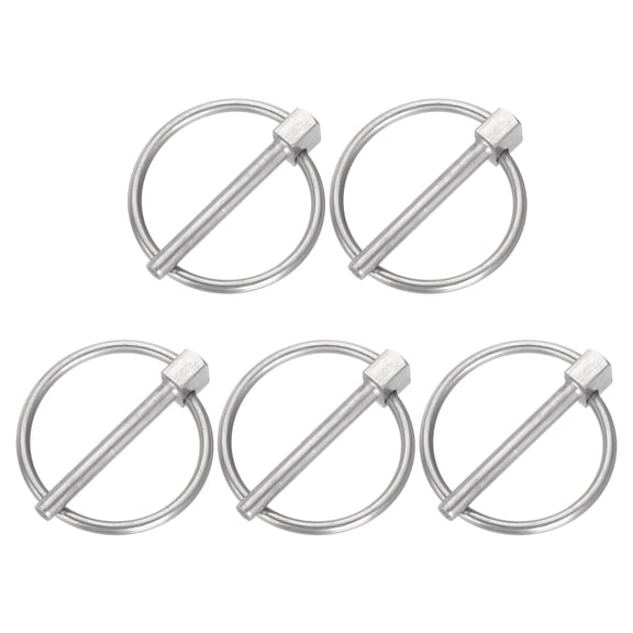 5Pack 3/16" x 1-1/2" Linch Pin with Ring, Stainless Steel Round Linch Pin, Silver