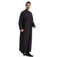 thumbnail image 6 of BSDJILFG Mens Long Robes Half Zip Up Long Sleeve Sun Protection Slim Fit Linen Breathable Maxi Nightgowns for Mid-East Tradition, 6 of 9