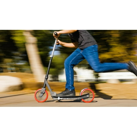 Razor Carbon Lux Kick Scooter - Red/Black, Spoked Large Wheels, Folding Scooter for up to 220 lbs