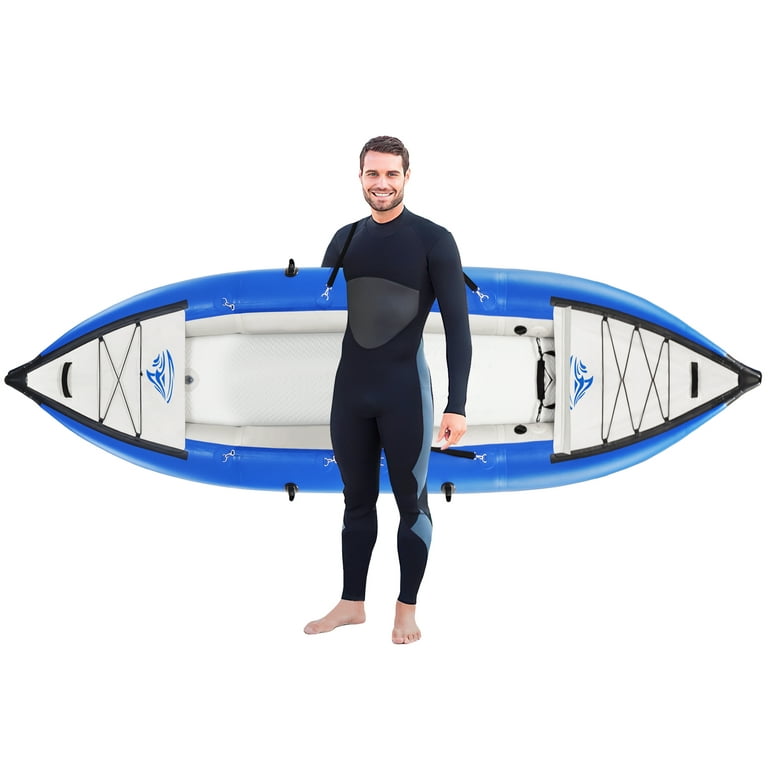 Elitezip Inflatable Kayak Set, Portable Tandem Kayak with Paddle & Air Pump, Inflatable Kayak 2 Person with Adjustable High Back Seat, Multiple Air