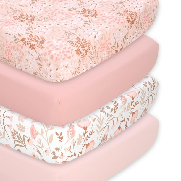 Juego de sábanas para cuna The Peanutshell Super Soft Baby Girl x4