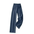 thumbnail image 5 of POROPL Linen Pants Women Wide Leg Drawstring Pleated Cotton Blend Casual Loose Pants with Pockets, 5 of 6