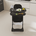 thumbnail image 3 of Wohh Convertible Baby High Chair for 6M-3Yrs, Portable Folding Toddler Dining Seat with Soft Cushion,5 Height & 3 Recline & 4 Dining Tray & Removable Double Tray(Black), 3 of 10
