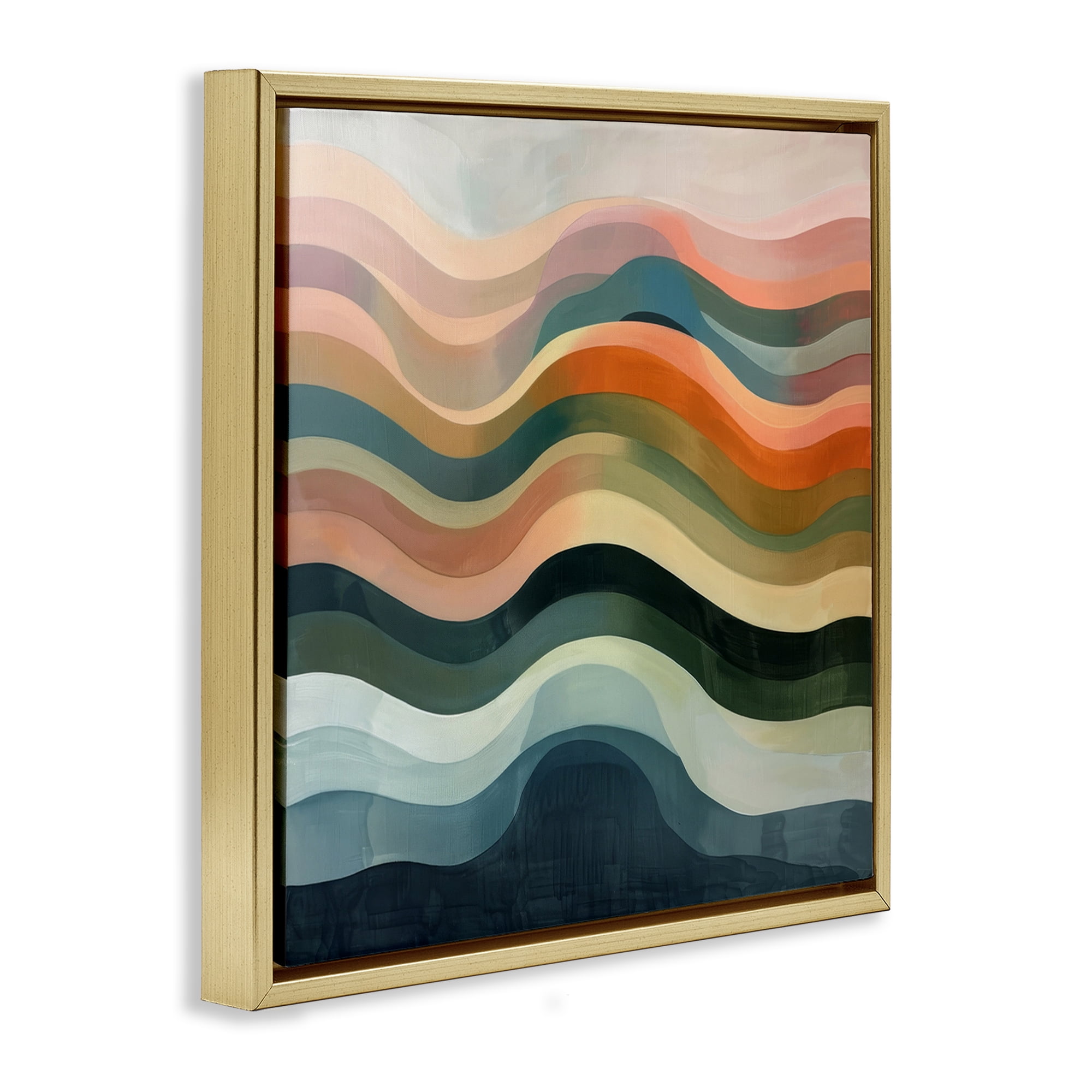 Stupell Industries Fluid Dynamics Pattern Abstract Painting Gold Floater Framed Canvas Art Print Wall Art, 25 x 25