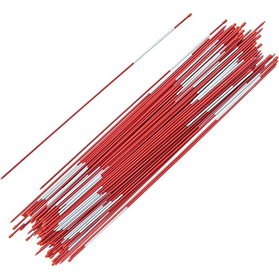 OTTULUR 100-Pack 48 Inch Driveway Markers Pole Red Reflective Markers Snow Stakes