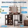 thumbnail image 4 of Bingirl Corner Vanity Desk: LED Lighted Mirror, Charging Station, Storage Cabinet with Stool, 4 of 6