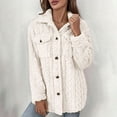 thumbnail image 6 of Women's Winter Coats Double-Faced Fleece Jackets Button Down Cozy Cardigan Fashion Pocket Long Sleeve Sherpa Casual Warm Coat, 6 of 9