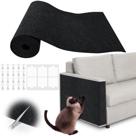 Black 17 x 138 Trimmable Cat Scratching Pad Furniture Protector