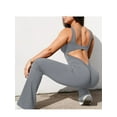 thumbnail image 3 of Surakey Yoga Pants for Women Wide Leg Palazzo Pant Athletics Flare Trousers Bell Bottoms Sleeveless Overalls Jumpsuits Square Neck Playsuit One Piece Workout Rompers, 3 of 6