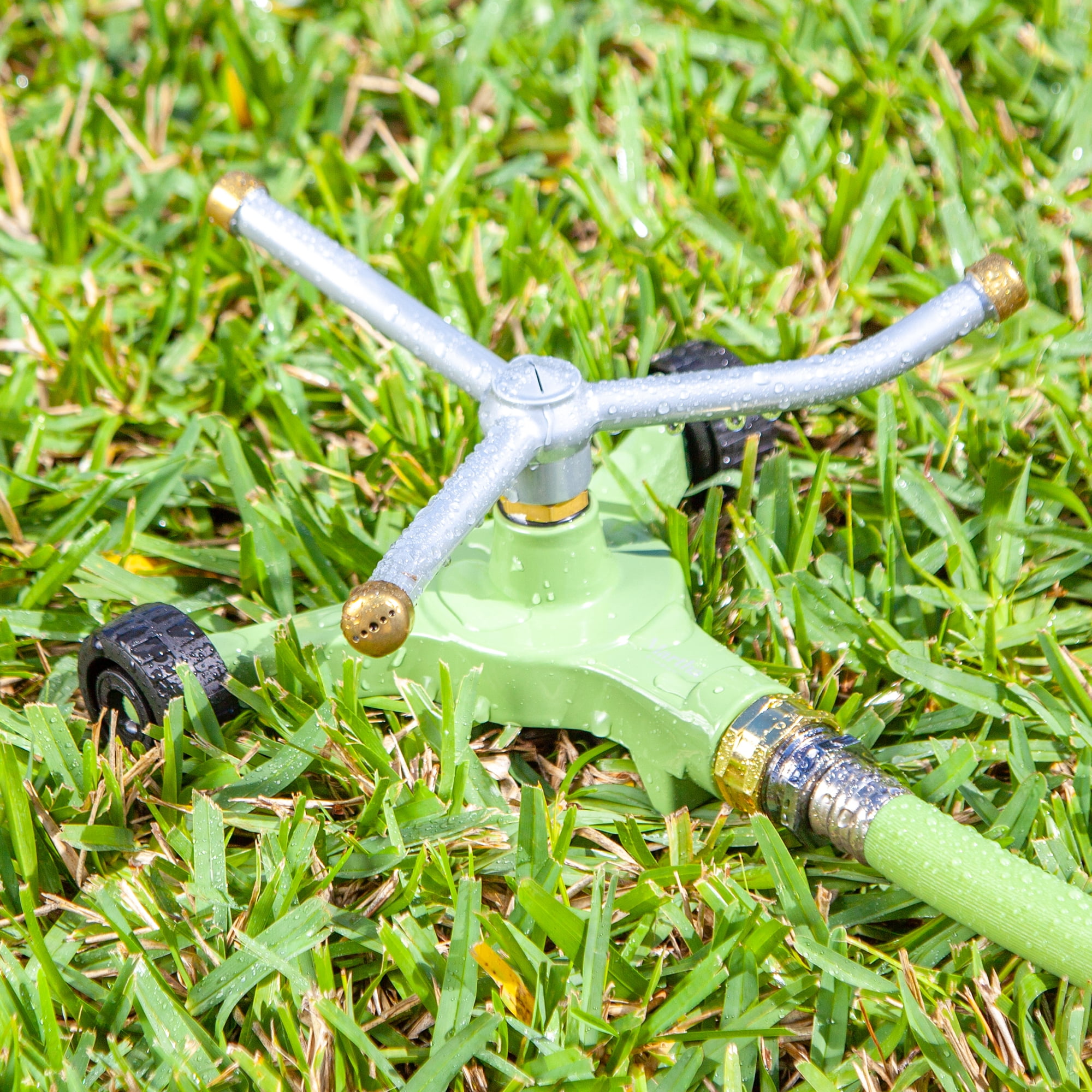 Martha Stewart MTS-WRSPR8M Heavy-Duty Metal 3-Arm Rotating Sprinkler - 1390 sq ft Max Coverage