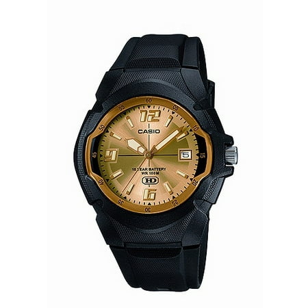 Men's 10-Year Battery Analog Watch, Black Resin (Best 10 Atm Watches)
