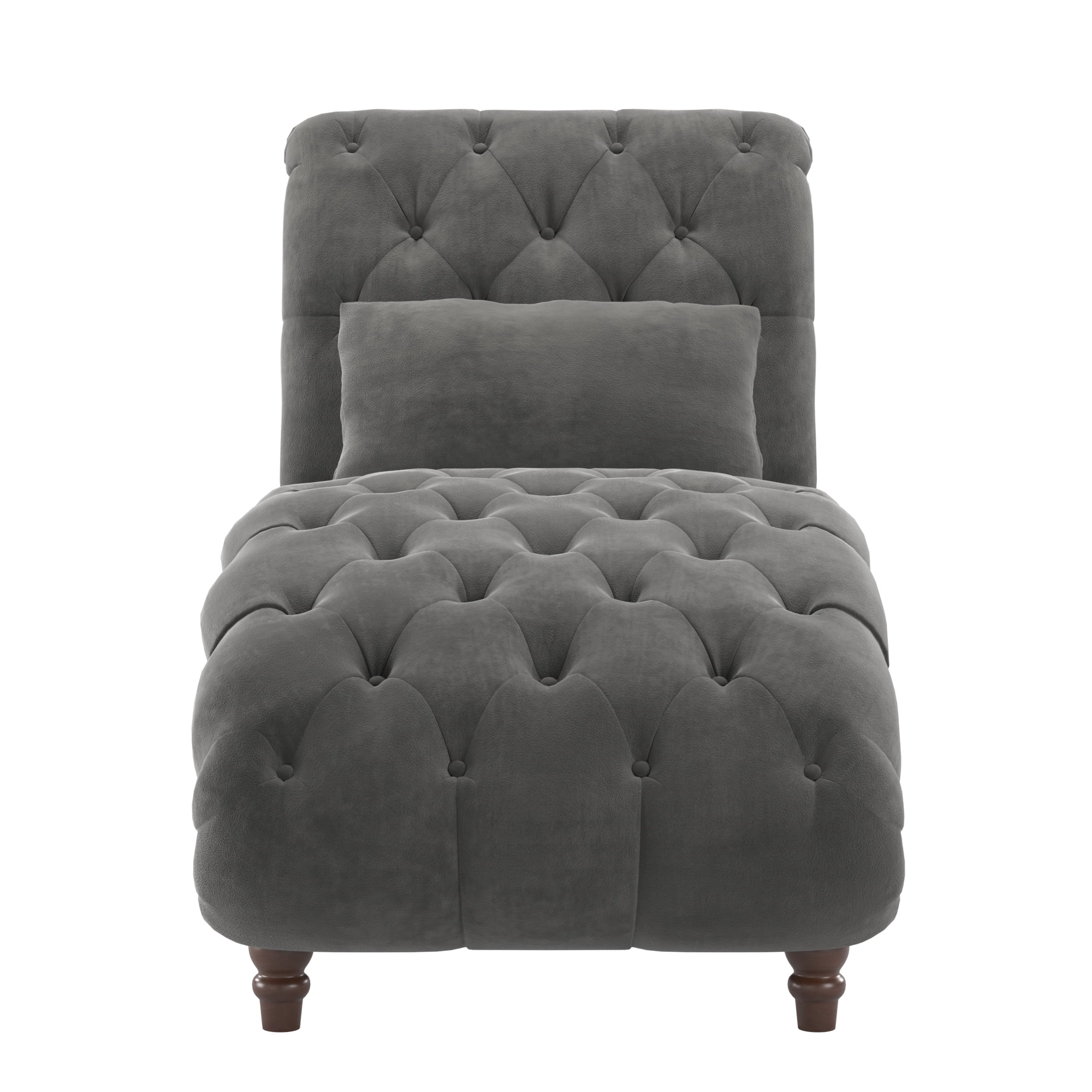 Weston Home Bowman Tufted Armless Chaise with Matching Pillow, Dark Gray Velvet