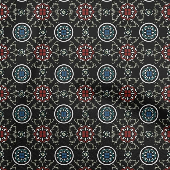 oneOone Cotton Cambric Black Fabric Tiles Dress Material Fabric Print Fabric By The Yard 42 Inch Wide
