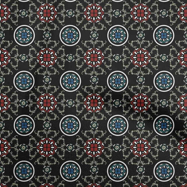 oneOone Rayon Black Fabric Tiles Sewing Craft Projects Fabric Prints By Yard 56 Inch Wide
