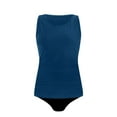 thumbnail image 4 of WCMZJ Womens Tankini Bathing Suits Two Piece Tummy Control Swimsuits Ruched Tank Top with Bikini Bottom Blue M, 4 of 5