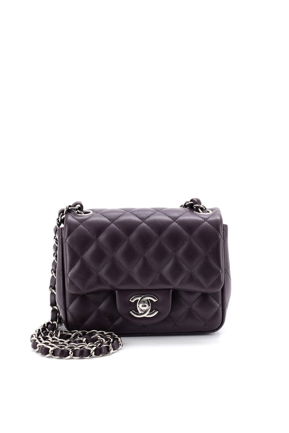 Pre-Owned Square Classic Single Flap Bag Quilted Lambskin Mini By Rebag