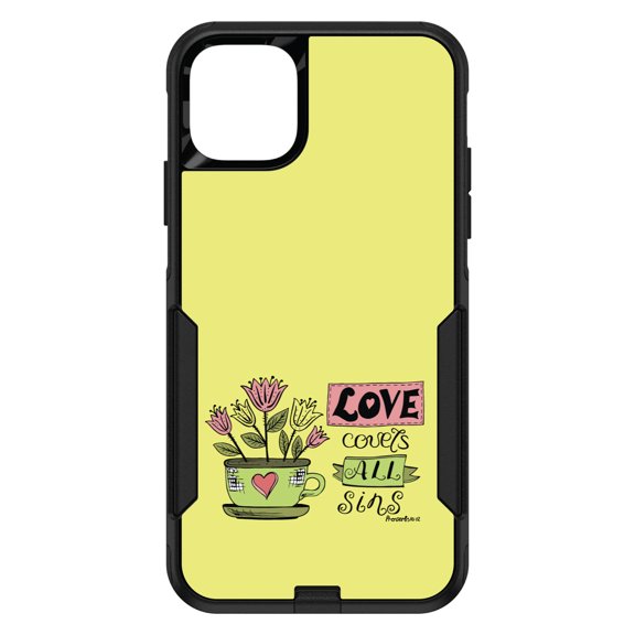 DistinctInk Custom SKIN / DECAL compatible with OtterBox Commuter for iPhone 11 Pro MAX (6.5" Screen) - Proverbs 10:12 - Love Covers All Sins