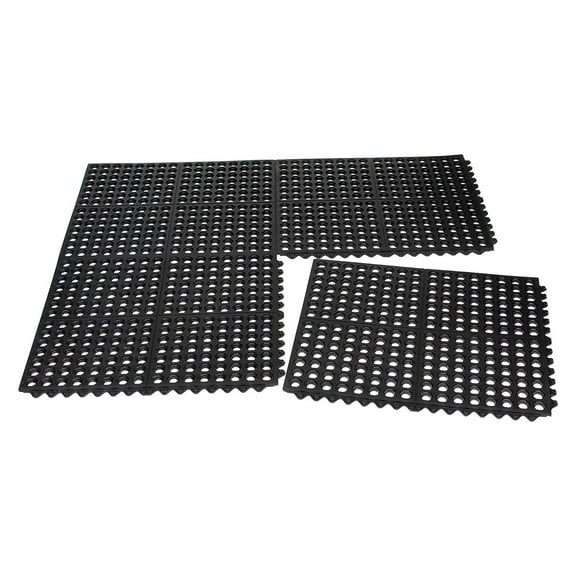 CintBllTer 4 pc Indoor Outdoor Drainage Utility Mat - 20 x 24 - Kitchen Non Slip Floor Mat for Kitchen Industrial - Durable Restaurant - Black