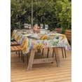 thumbnail image 3 of Outdoor Tablecloth with Umbrella Hole for Patio/Picnic/Party/Camping, Sunflowers Waterproof Table Cloth Rectangle Table Cover Washable, Spring Gnomes Hydrangea Daisy Botanical Beige (60"x 102"), 3 of 8