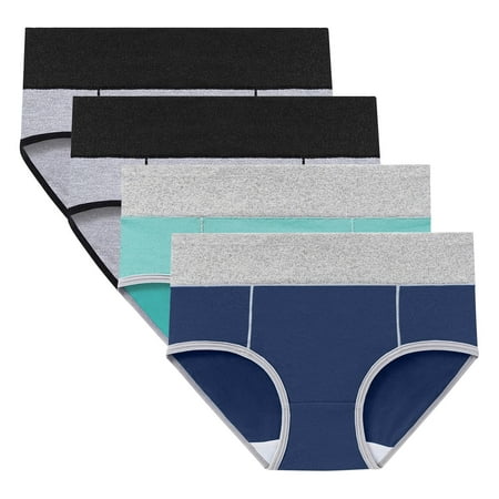 Scyoekwg Womens Underwear Comfort Ladies Underpants High Waisted Panties Cotton Women s Physiological Underpants Patchwork High Waisted Underwear Hipster Panties 4 Pack(Green XL)