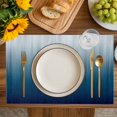 thumbnail image 4 of Navy Blue Ombre Placemats Set of 6, Contemporary Gradient Abstract Art Placemats for Dining Table, Place Mats for Kitchen Tabletop, Waterproof Wipeable Dining Table Mats Set, 4 of 9