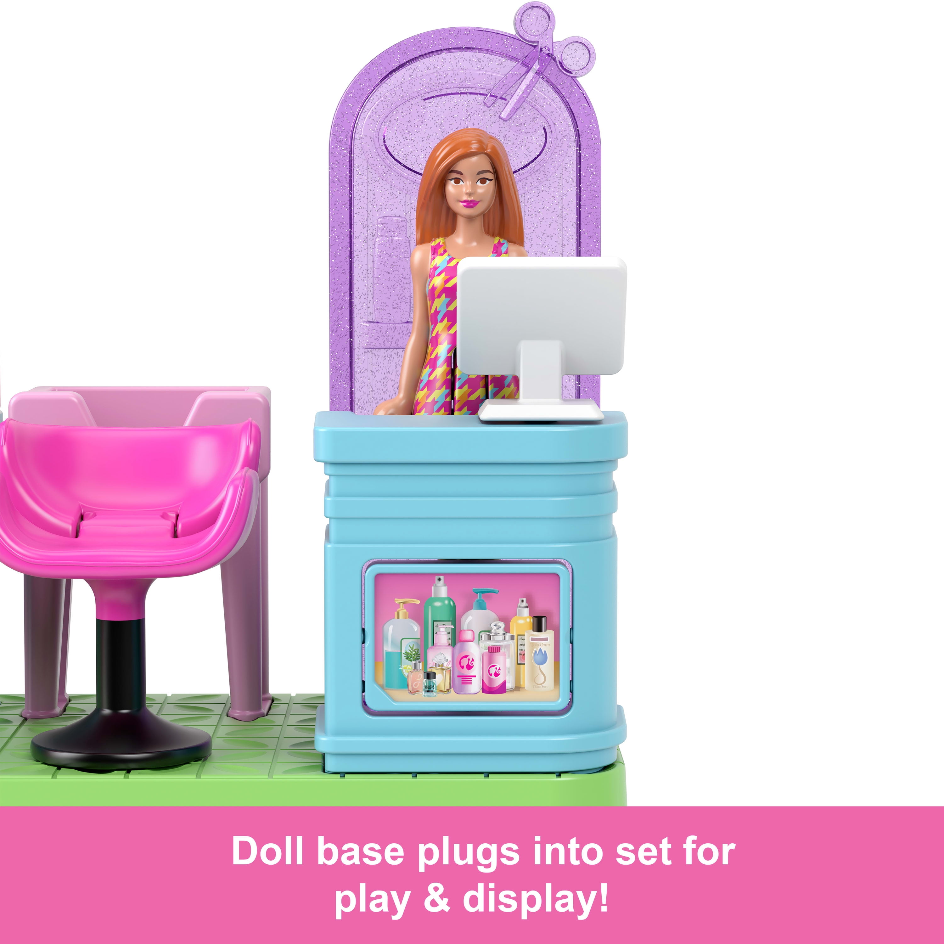 Barbie Mini BarbieLand Collectible Hair Salon Playset with 1.5-inch Barbie Doll, Interactive Play Areas for Storytelling Fun