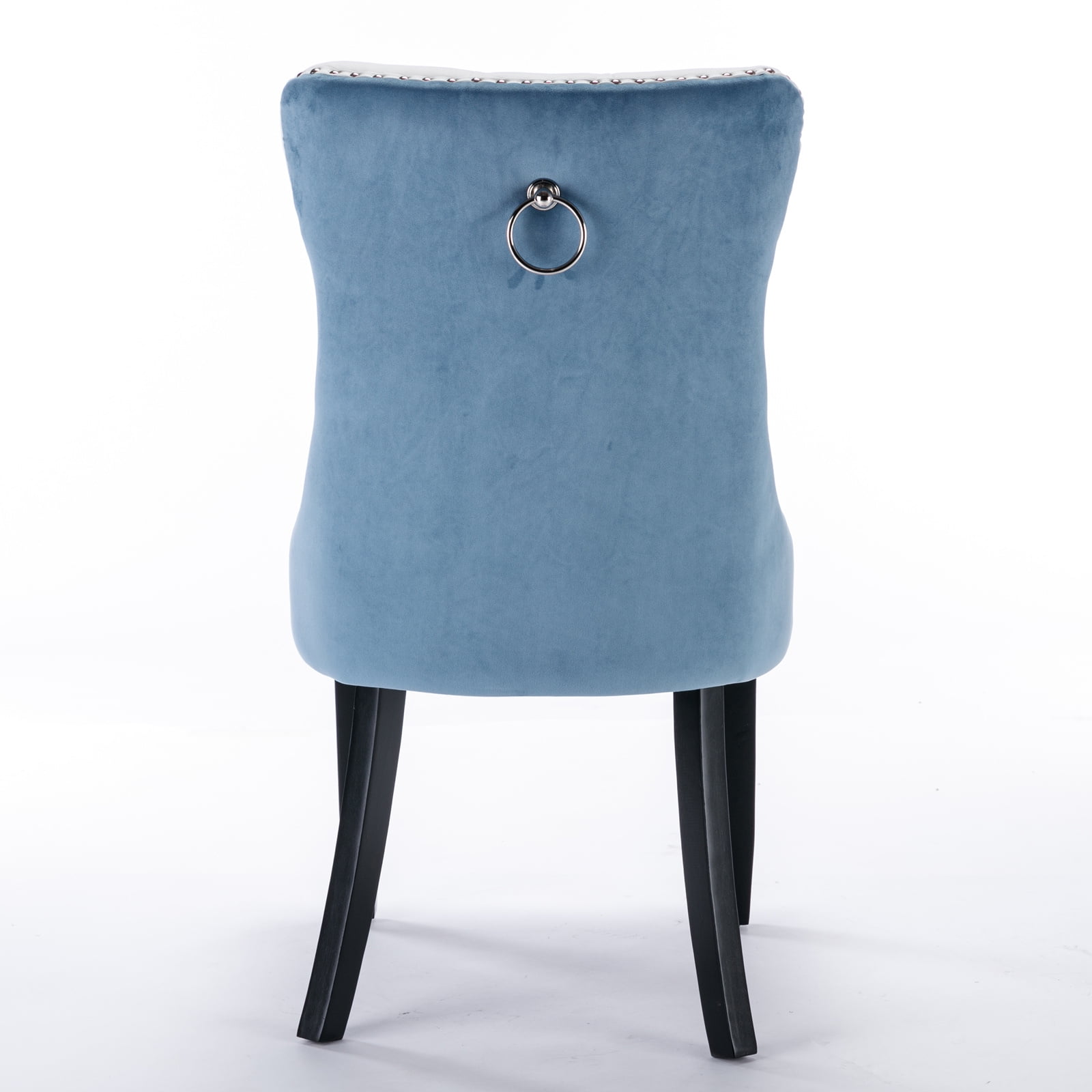 Yoneston Button Tufted Upholstered Dining Chairs Set of 2, Solid Wood Dining Chairs with Nailhead Trim, Elegant Accent Chairs for Dining Room, White & Blue
