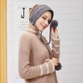 thumbnail image 2 of Winter Tie Knitting Warm Ear Protector Plush Hair Ball - Khaki, 2 of 5