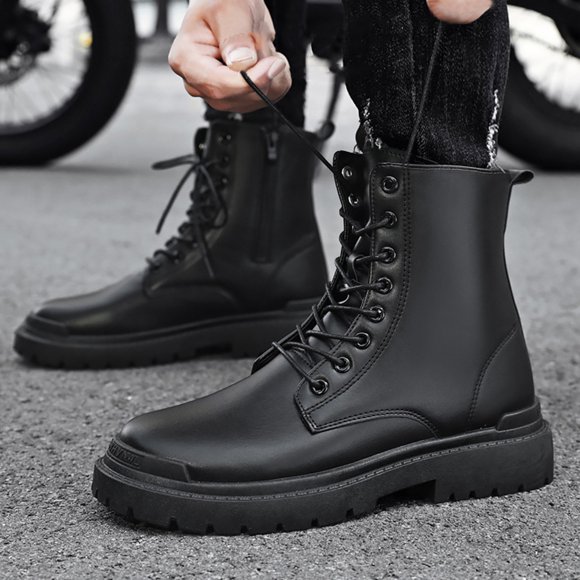 Bmisegm Tall Boot Fashion Style Men Breathable Comfortable Leisure Solid Color Sport Ankle Boots Climbing Shoes Work Boots for Men Black 8.5