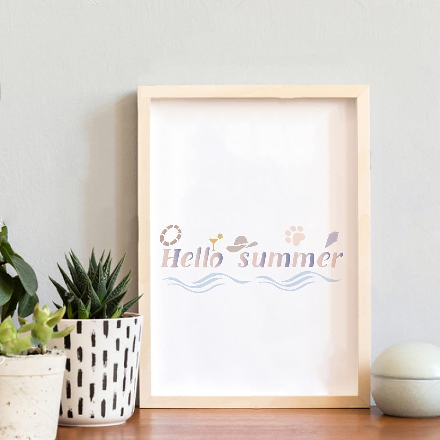 35Pcs Welcome Sweet Summer Slogans Pattern Stencils for Painting Inspirational Word Stencils Reusable Letter for Painting on Wood Scrabooking Cardmaking Mixed Color