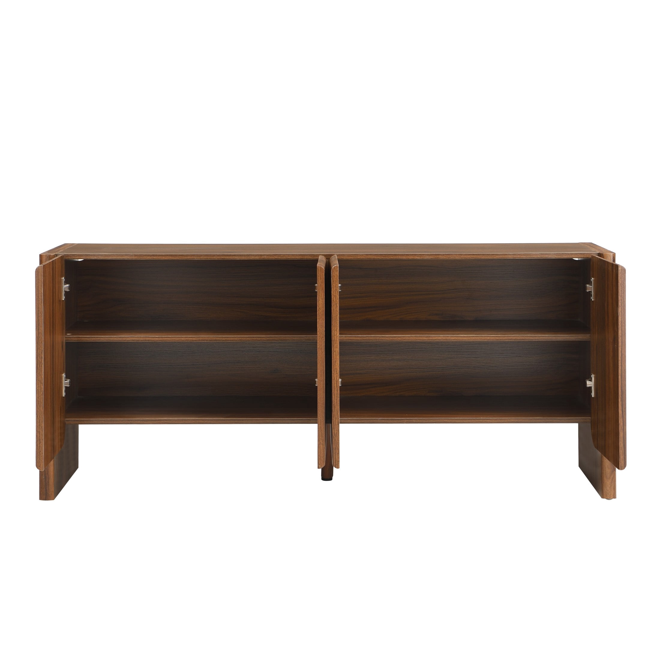 Christopher Knight Home 60" Mid-Century Modern Credenza, 4-Door Arc Curved Sideboard, Walnut