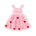 thumbnail image 3 of Adeawade Girl Dress 2-3 Years Sleeveless Party Birthday Dress With Heart Print Skirt For Performance Crewneck Sundresses Adorable Playsuit Red, 3 of 7