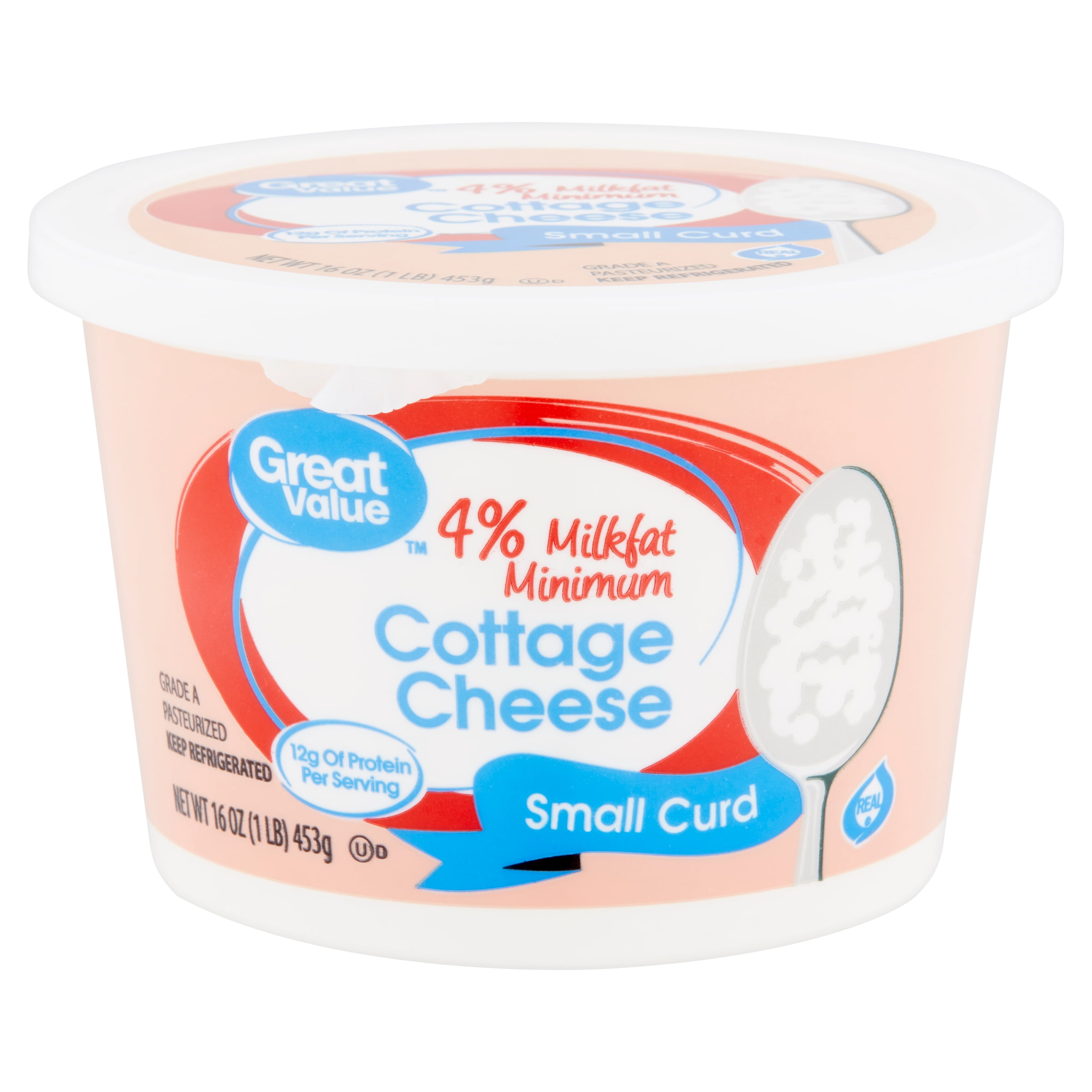 Great Value 4 Milkfat Minimum Small Curd Cottage Cheese 16 Oz